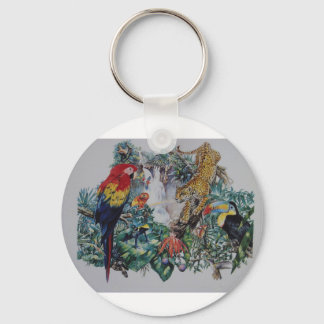 Tropical Rainforest Wildlife Collage Key Ring