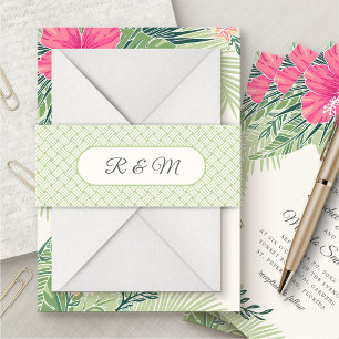Tropical Rattan Wedding Invitation Belly Band