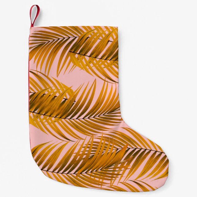 Tropical Realistic Leaves Pattern Trendy Fashion C Small Christmas Stocking (Front)