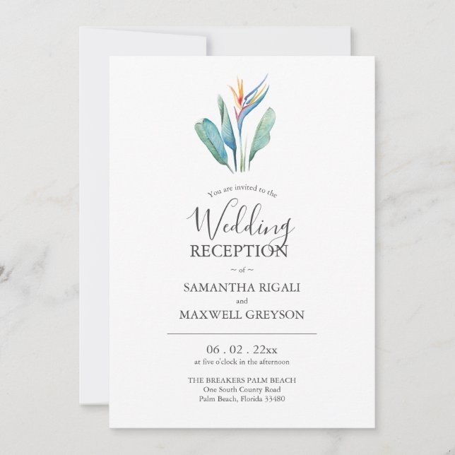 Tropical Reception Only Wedding Invitations (Front)
