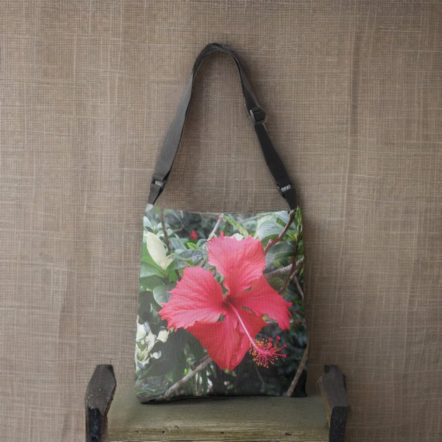 Tropical Red Hibiscus Flower Crossbody Bag (Creator Uploaded)
