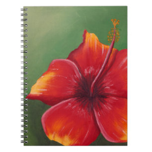 Tropical Red Hibiscus Flower Notebook