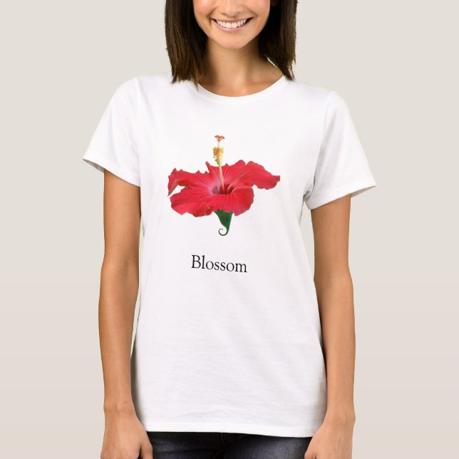 Tropical Red Hibiscus Flower T-Shirt (Front)