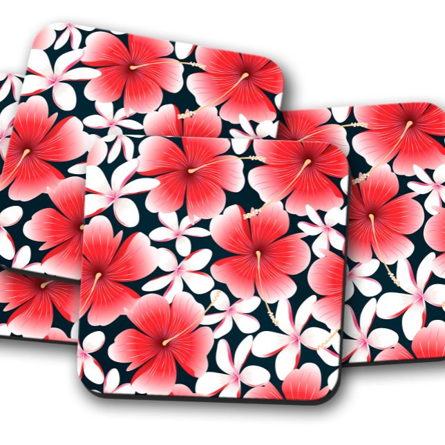 Tropical Red Hibiscus | Hibiscus Coaster Set (Creator Uploaded)