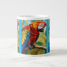 Tropical Red Macaw, Exotic Bird in Vibrant Colors