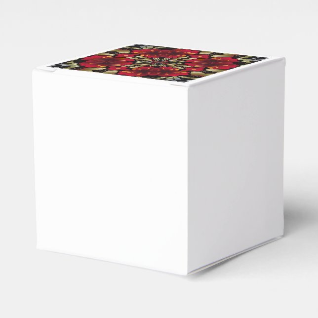 Tropical Red Mandala Kaleidoscope Favour Box (Front Side)
