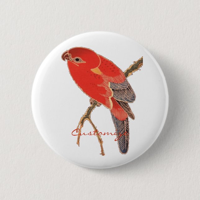Tropical Red Parrot Thunder_Cove 6 Cm Round Badge (Front)