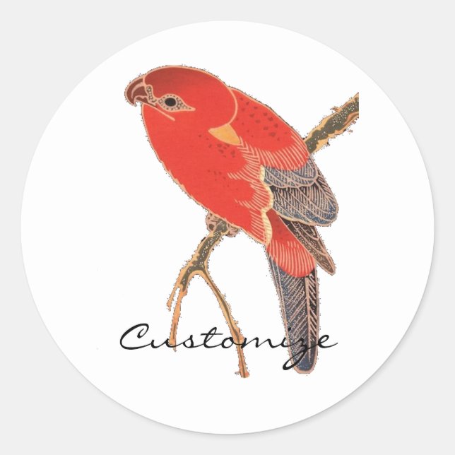Tropical Red Parrot Thunder_Cove Classic Round Sticker (Front)