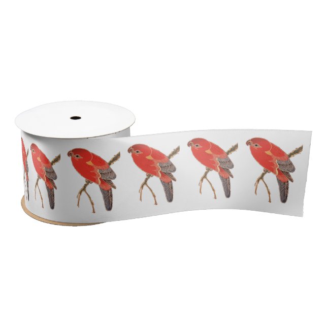 Tropical Red Parrot Thunder_Cove Satin Ribbon (Spool)