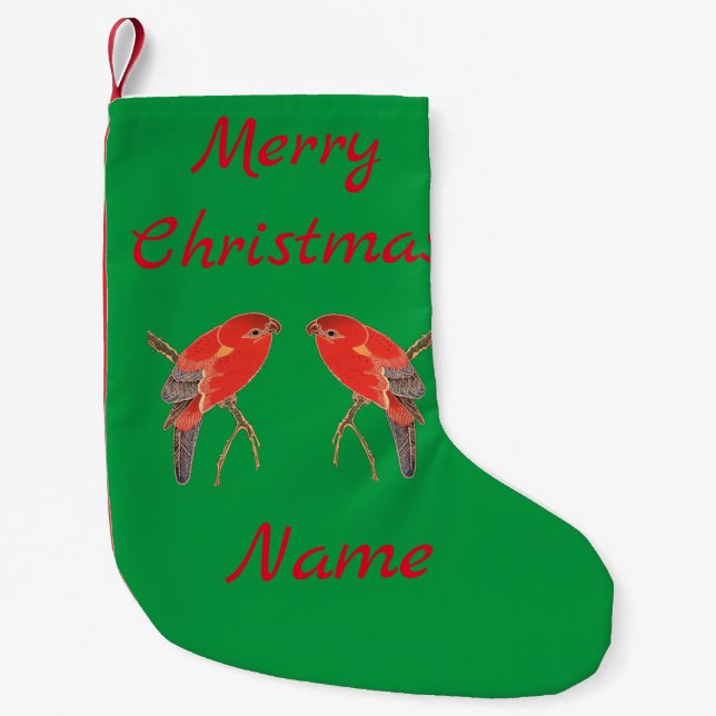 Tropical Red Parrot Thunder_Cove Small Christmas Stocking (Front)