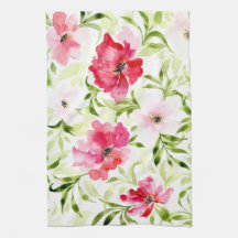 Tropical red pink florals botanical