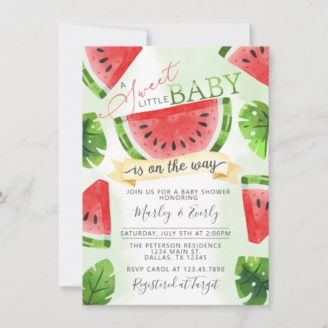 Tropical Red Watermelon Baby Shower Invitation (Front)