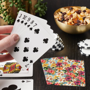 Tropical Red Yellow Tropical Hibiscus Flowers Playing Cards
