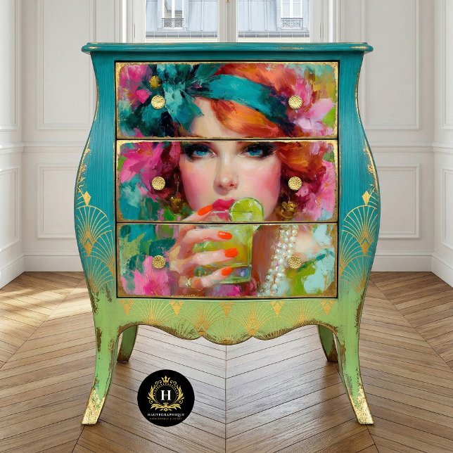 Tropical Redhead with Lime Cocktail Decoupage Tissue Paper (Creator Uploaded)