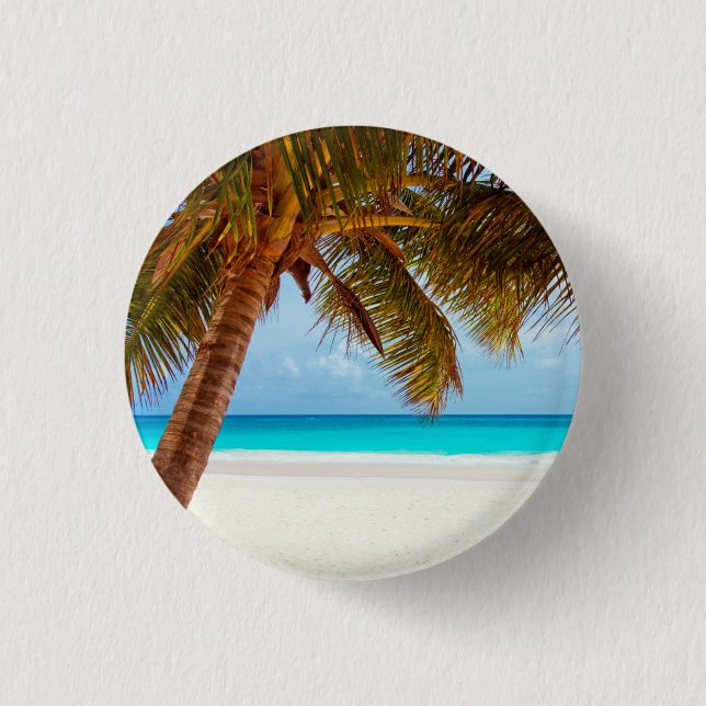 Tropical Relaxing Beach Palm Scene 3 Cm Round Badge (Front)