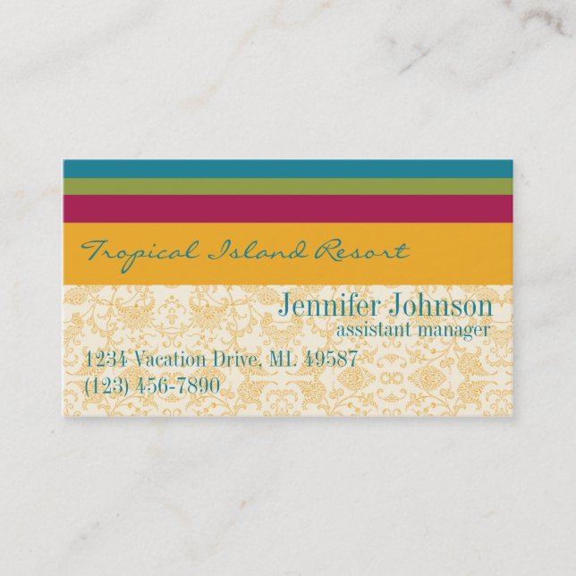 Tropical Resort Manager Business Card (Front)