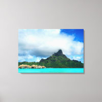 Tropical resort on Bora Bora canvas panorama