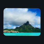 Tropical resort on Bora Bora rectangular magnet<br><div class="desc">Rectangular souvenir photo magnet with an overwater resort in the fantastic turquoise lagoon of Bora Bora with Mt. Otemanu in the background in French Polynesia near Tahiti. Great destination for a honeymoon!</div>