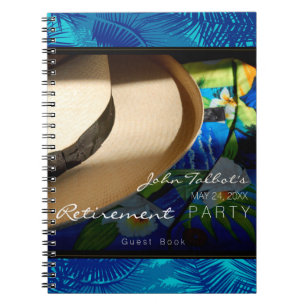 Tropical Retirement with Blue Palms GuestBook Spiral Notebook