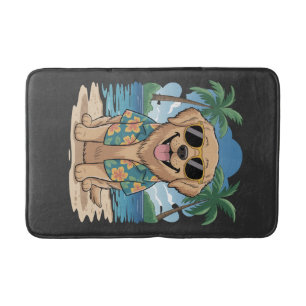 Tropical Retriever � Golden Beach Vibes Dog Bath Mat
