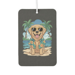 Tropical Retriever � Golden Beach Vibes Dog Car Air Freshener