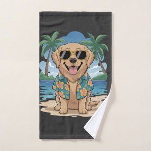 Tropical Retriever � Golden Beach Vibes Dog Hand Towel