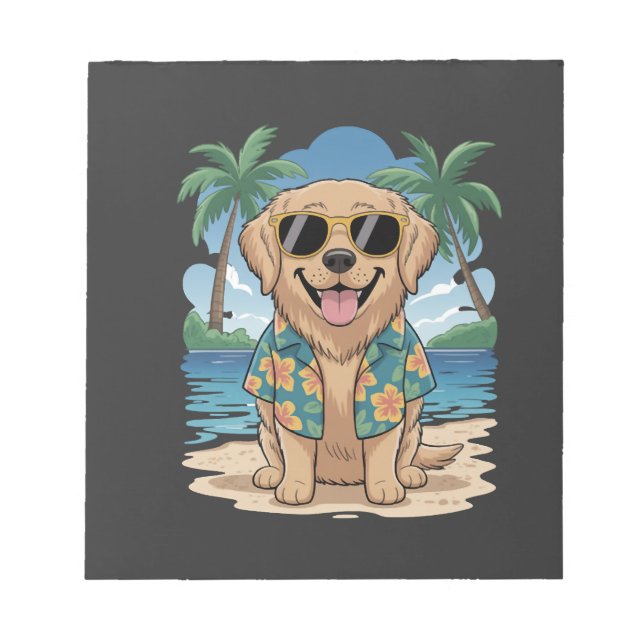 Tropical Retriever � Golden Beach Vibes Dog Notepad (Front)