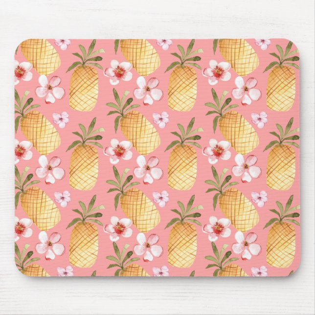 Tropical retro design with pineapple mouse pad (Front)