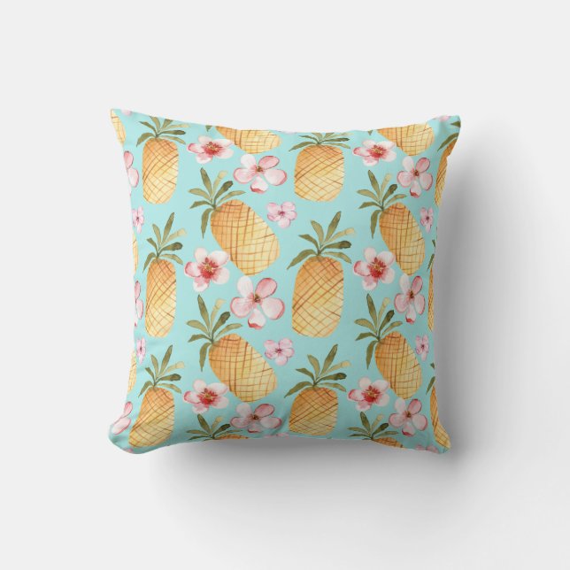 Tropical retro design with pineapples cushion (Front)