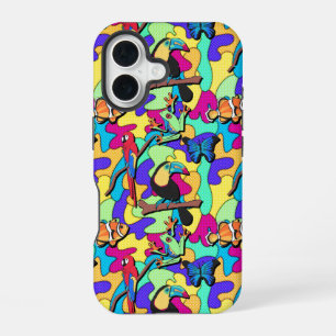 Tropical Retro Toucan Macaw Tree Frog Clownfish iPhone 16 Case