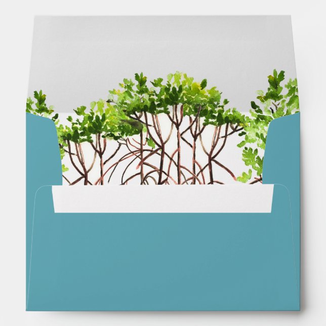 Tropical Return Address Envelopes Turquoise (Back (Bottom))