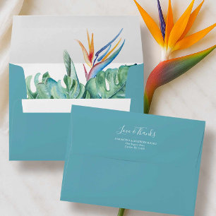 Tropical Return Address Envelopes Turquoise