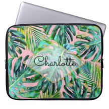 Tropical Rose Gold Glitter Palm Leaf Pattern