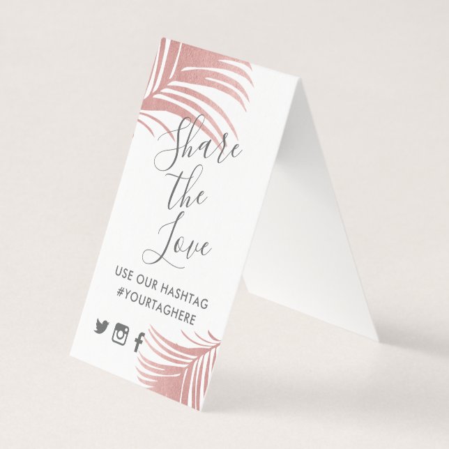 Tropical Rose Gold Pink Palm Hashtag Mini Signs (Front)
