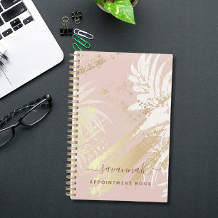 Tropical rose gold white palm tree leaves abstract planner