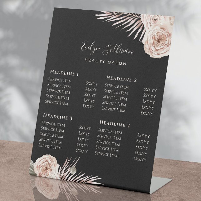 Tropical Roses Black Price List Pedestal Sign (Creator Uploaded)