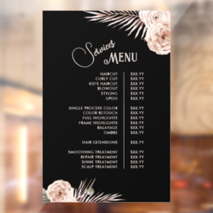 Tropical Roses Services Menu