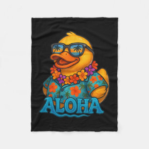 Tropical Rubber Duck Hawaiian Lei Aloha Rubber Duc Fleece Blanket