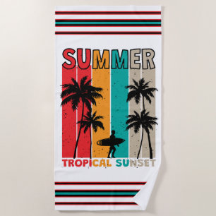 Tropical Rush: Sunset & Surf Beach Towel