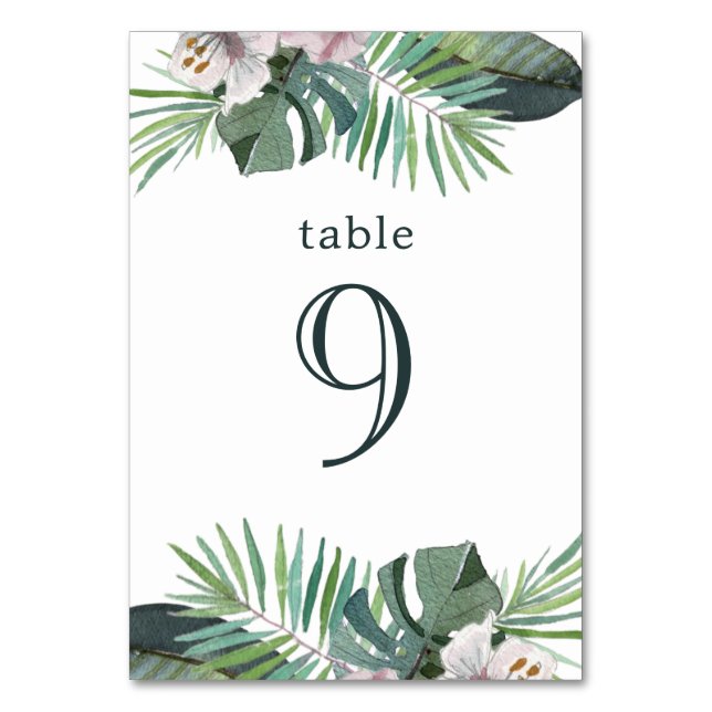 Tropical Rustic Wedding palm summer  Table Number (Front)