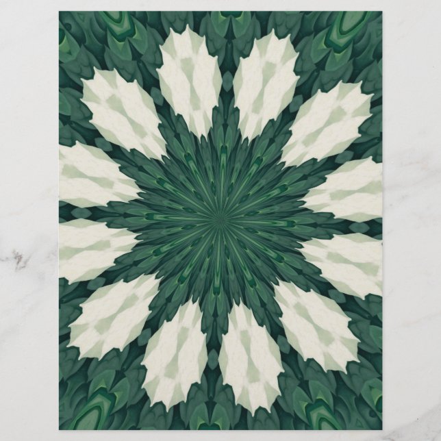 Tropical Sacramento Green and Silver Leaf Mandala. (Front)