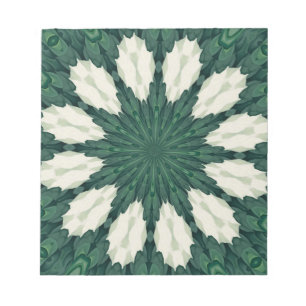 Tropical Sacramento Green and Silver Leaf Mandala. Notepad