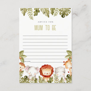 Tropical Safari Animals Advice for Mum Baby Shower Enclosure Card