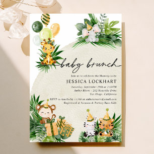Tropical Safari Animals Baby Brunch Invitation