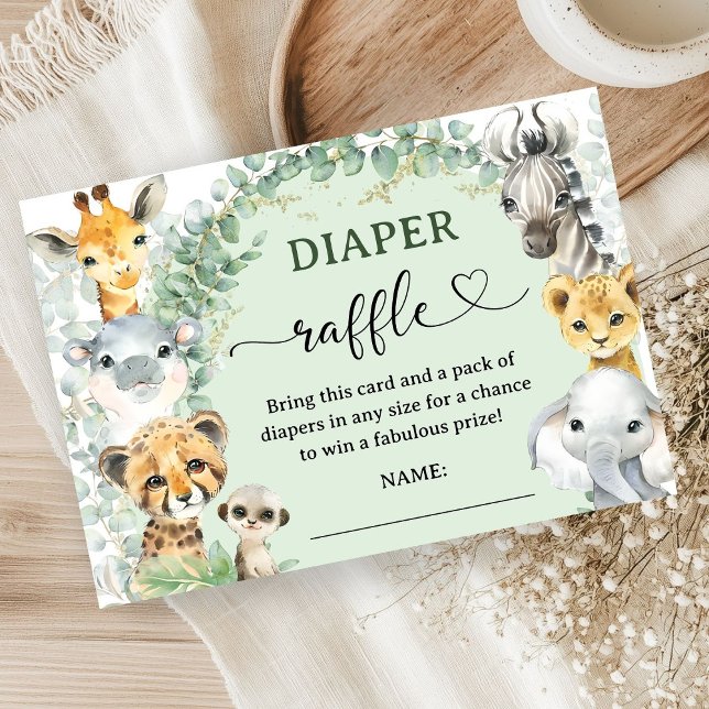Tropical Safari Animals Baby Shower Diaper Raffle Enclosure Card (Creator Uploaded)