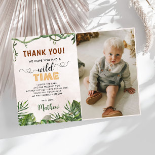 Tropical Safari Birthday Party Photo Thank You Card