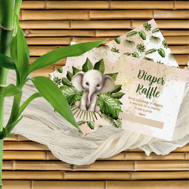 Tropical Safari Elephant Baby Shower Diaper Raffle Enclosure Card (Tropical Safari Elephant Baby Shower Diaper Raffle Enclosure Card)