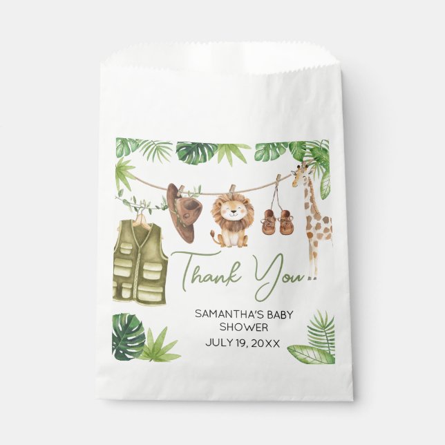 Tropical Safari Jungle Animals Baby Shower Favour Bags (Front)