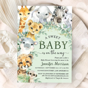 Tropical Safari Jungle Animals Baby Shower  Invitation
