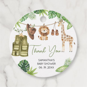 Tropical Safari Jungle Animals Baby Shower Round Favour Tags